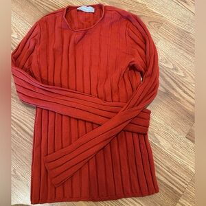 Everlane Red Ribbed Crew Neck Sweater